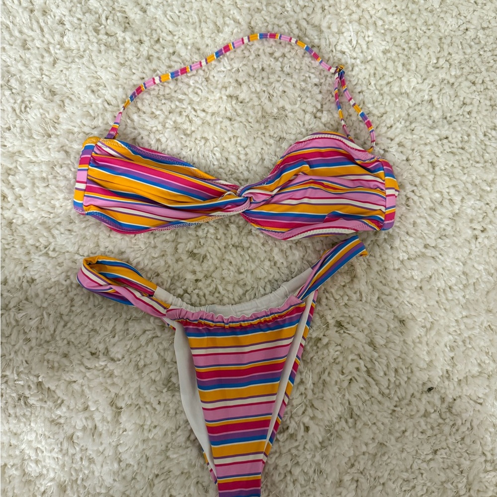 Colorful Striped Bikini Set